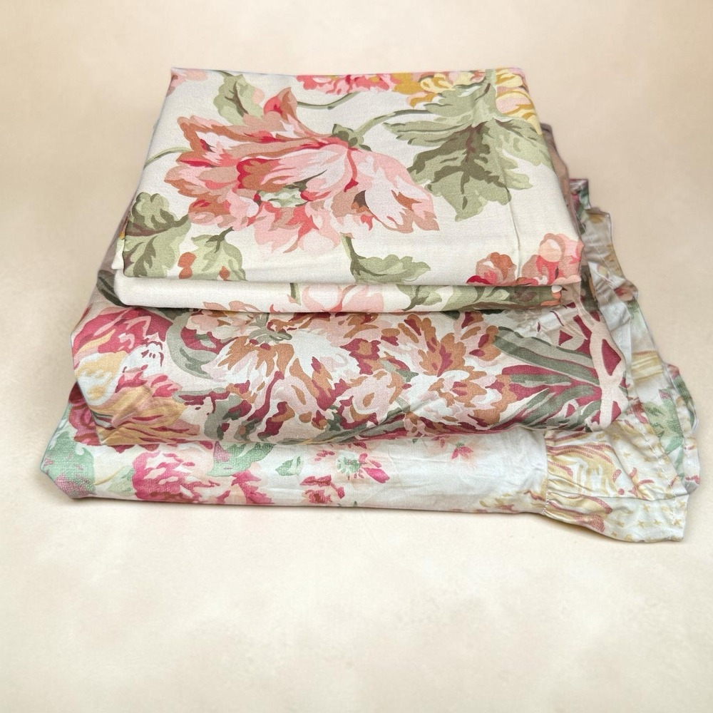Vintage RALPH LAUREN 4 Pc. Curated King Sheet Set Guinevere/Sussex Gardens *READ